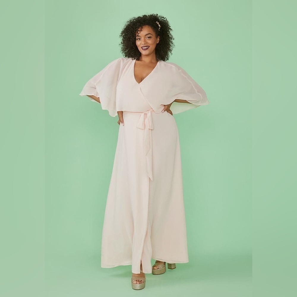 603 - ModCloth NWT Pale Pink Wrapped in Rapture Maxi Dress, Size Large